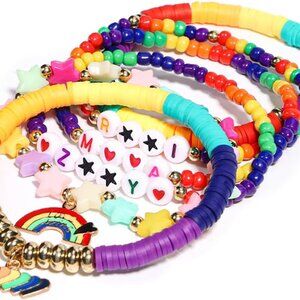 Symbolic Kpop Beaded Bracelets - 6 Elastic Friendship Charms for Fans
